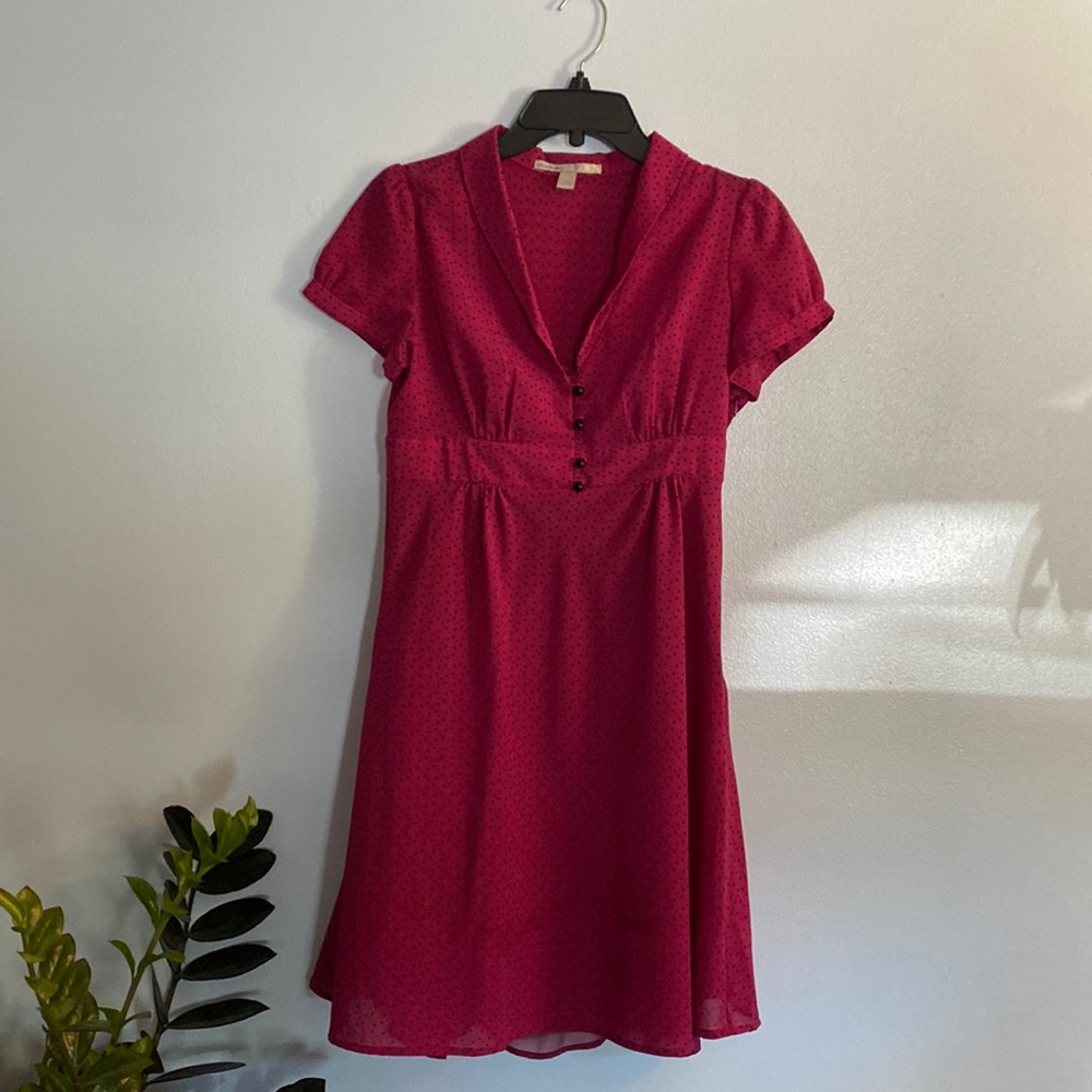 Old Navy Women’s Dress Short Sleeves Magenta Polka Dots Small